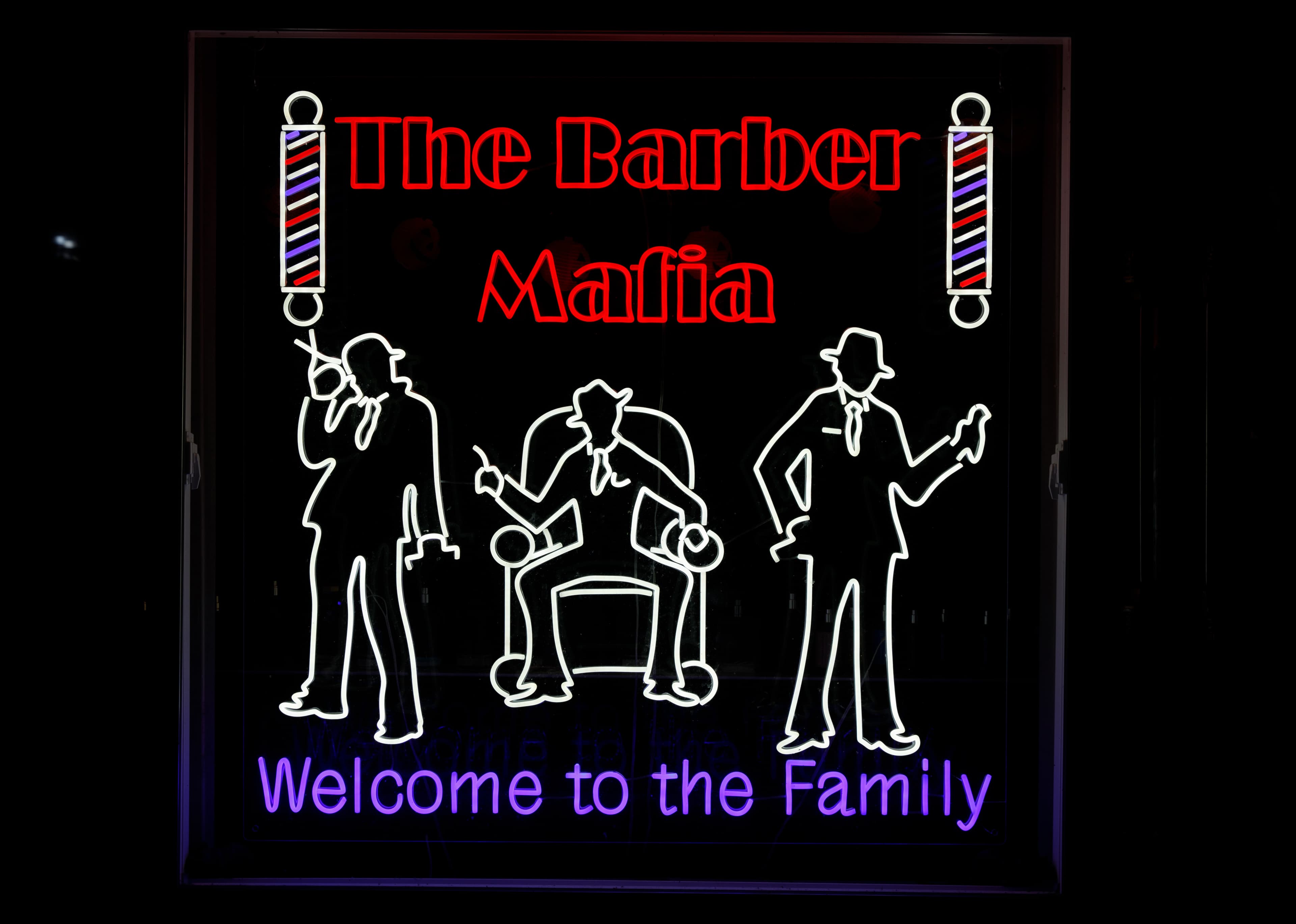 The Barber Mafia neon sign